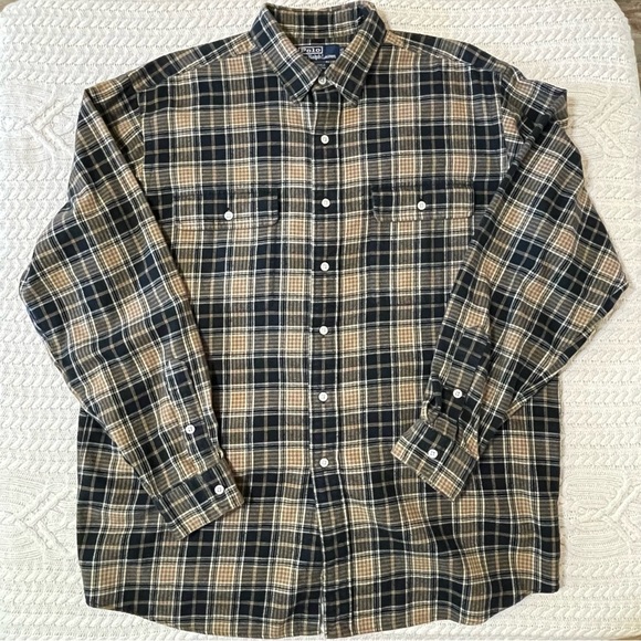 Polo Ralph Lauren Whitfield Flannel Shirt Long Sleeve Size Large 100% Cotton - Picture 5 of 8